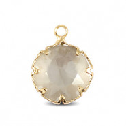 Crystal glass charm 13mm Black diamond-gold